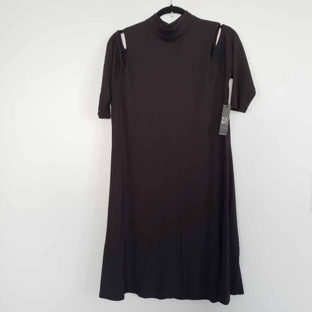 Black long sleeve cold shoulder dress